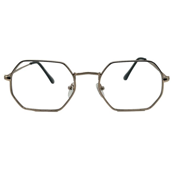 9225 | Gold Clear Lens Hexagon Glasses - Picture 1 of 5